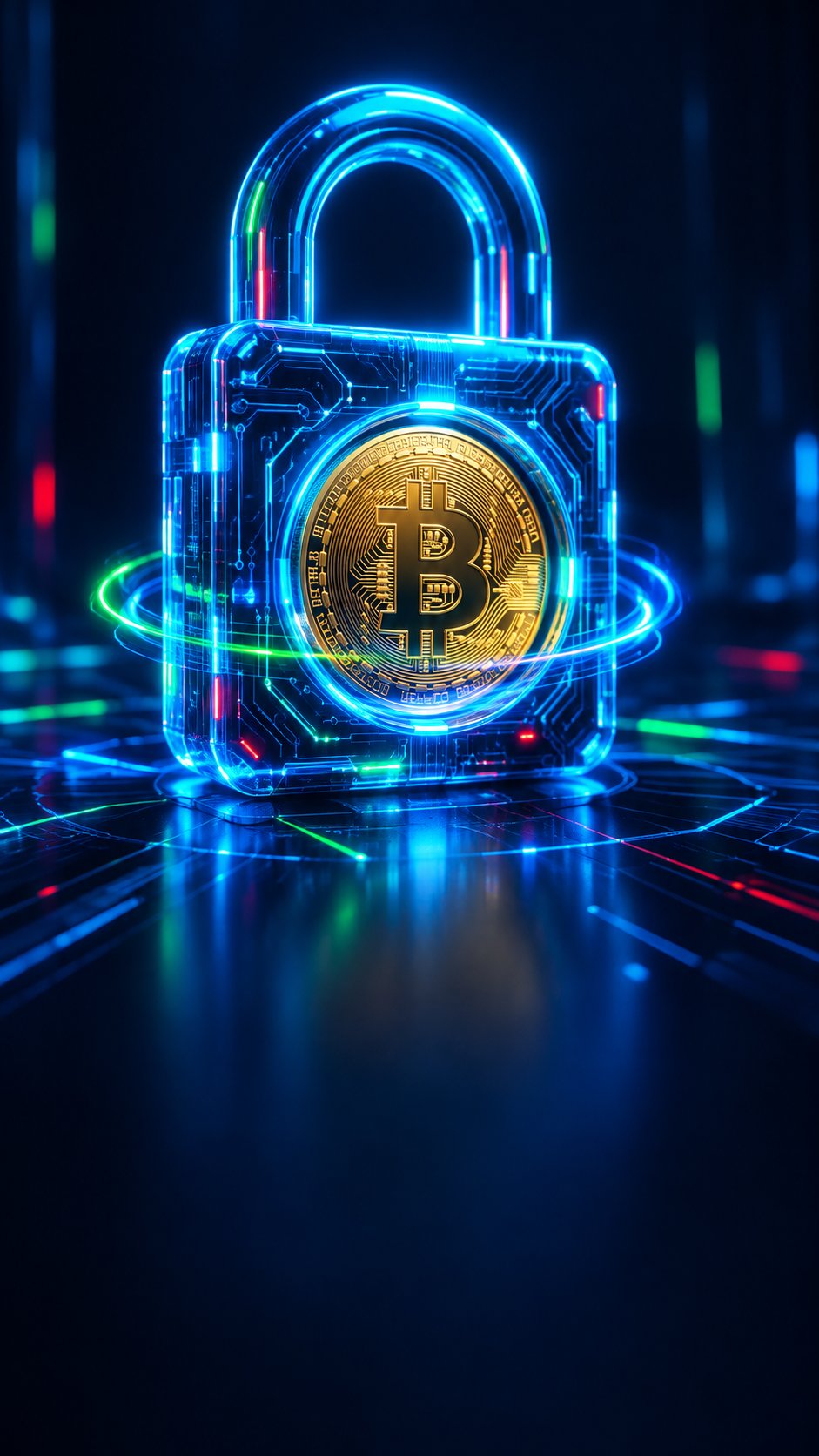 Digital padlock made of circuits protecting a crypto coin